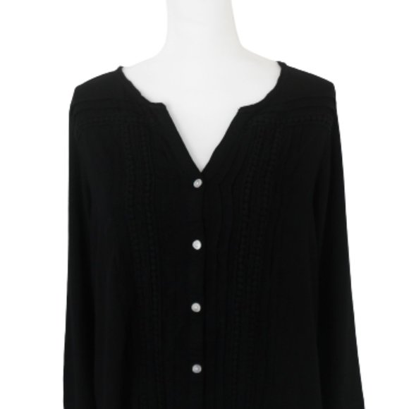 JM Collection Women's 1X Long Sleeve Black Blouse - Picture 5 of 8